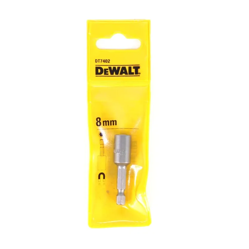 DeWalt DT 7402 Steckschlüssel 8 mm Aussensechskant - 50mm Länge, Permanentmagnet Halterung, 1/4" Antrieb Markenware