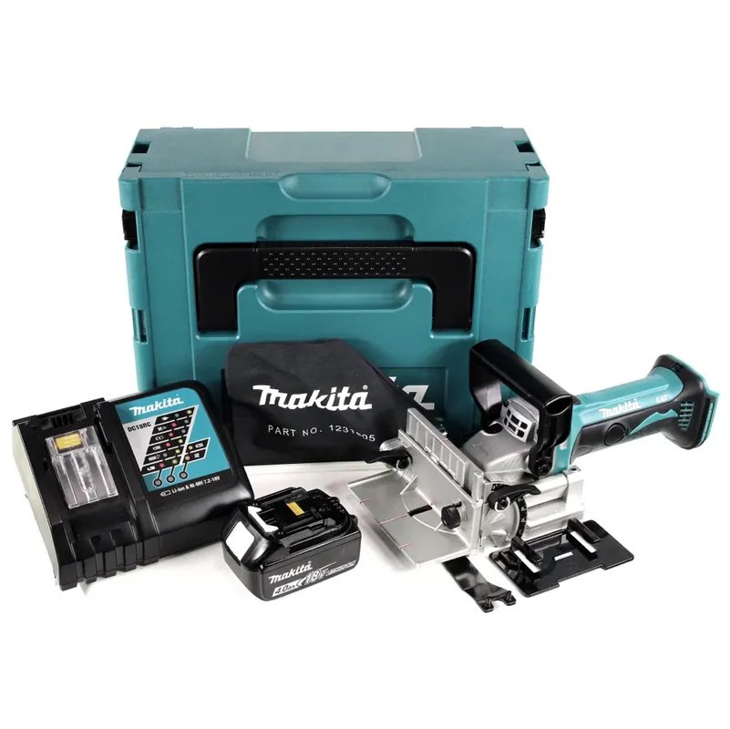 Makita DPJ 180 RM1J 18 V Li-Ion Akku Nutfräse im Makpac + 1 x 4,0 Ah Akku + Ladegerät Solange Der Vorrat Reicht