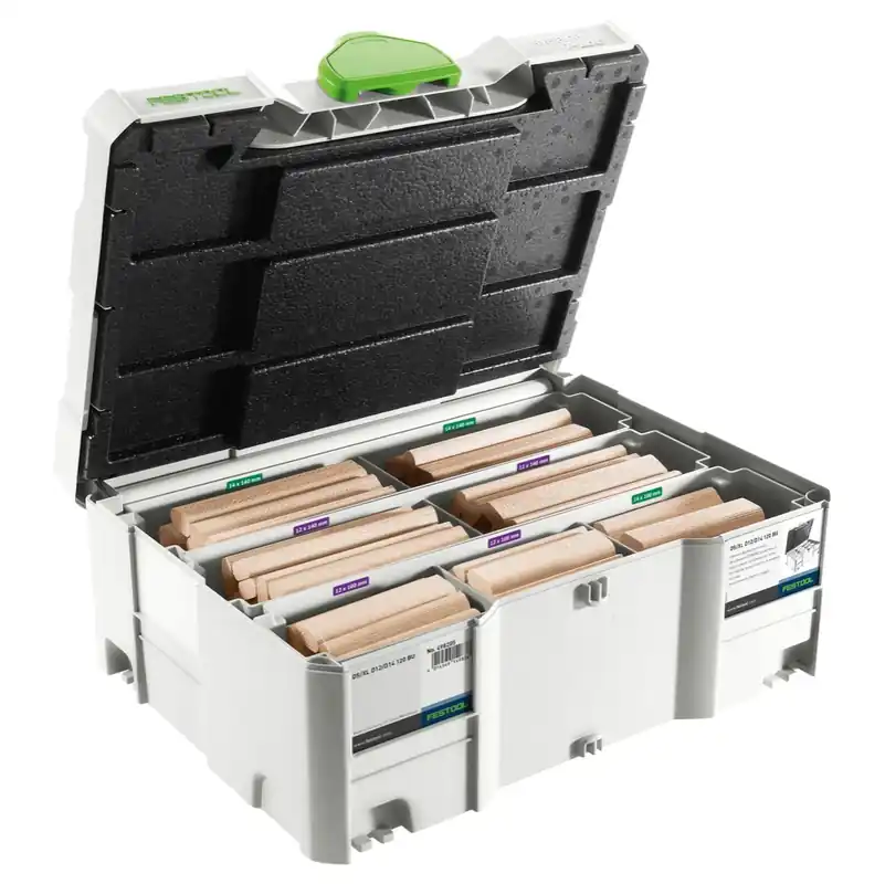 Festool Domino XL Sort. DS/XL D12/D14 Dübel Buche 128 Stk. BU im Systainer ( 498205 ) Expressversand