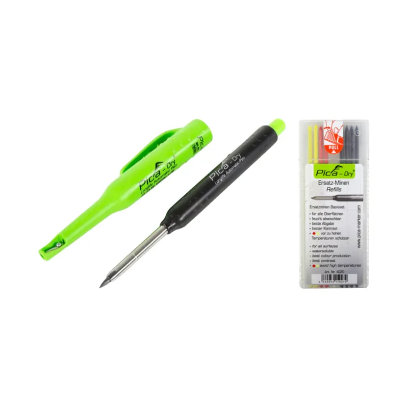 Pica DRY Longlife Automatic Pen Baumarker Tieflochmarker mit Graphitmine + 1 x 8 tlg. Ersatzminen Basis-Set Bunt Bestseller