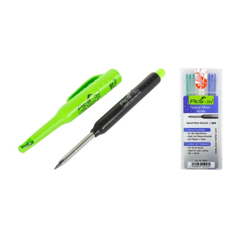 Nur Heute Pica DRY Longlife Automatic Pen Baumarker Tieflochmarker mit Graphitmine + 1x 8 tlg. Spezialminen Basis Set Wasserstrahlfest
