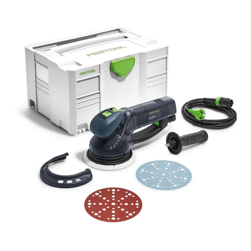 Festool RO 150 FEQ-Plus ROTEX Getriebe Exzenterschleifer 720W 5mm Hub ( 571805 ) im Systainer + 50x Schleifscheiben P40 Must-Have