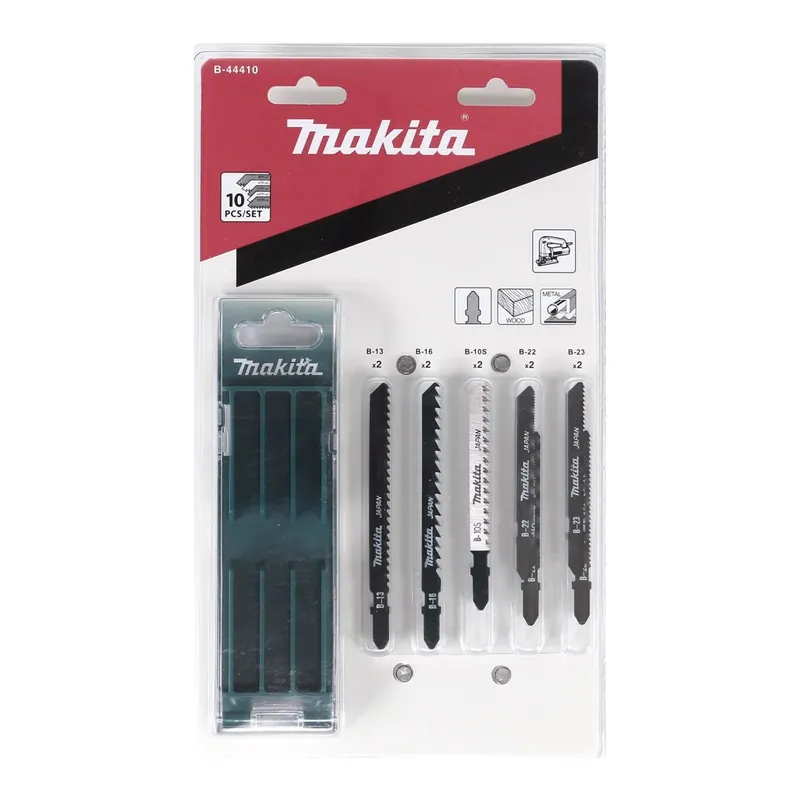 Bestseller Makita Stichsägeblätter Sortiment A, für Holz und Metall - 10 Stück, verschiedene Blätter für Stichsägen mit T-Schaft Aufnahme + Aufbewahrungsbox ( B-44410 )