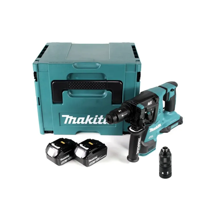 Makita DHR 281 MJ Brushless Akku Bohrhammer 28 mm 2x 18 V für SDS-PLUS mit Schnellwechselfutter im Makpac + 2x 4,0 Ah Akku - ohne Ladegerät Direktkauf