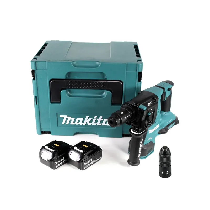 Makita DHR 281 TJ Brushless Akku Bohrhammer 28 mm 2x 18 V für SDS-PLUS mit Schnellwechselfutter im Makpac + 2x 5,0 Ah Akku - ohne Ladegerät Neu Im Sortiment