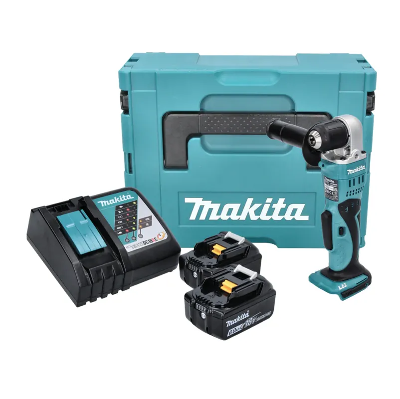 Echt Makita DDA 351 RGJ Akku Winkelbohrmaschine 18 V 13,5 Nm + 2x Akku 6,0 Ah + Ladegerät + Makpac