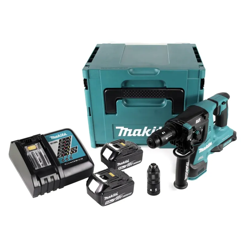 Highlight Makita DHR 281 RTJ Brushless Akku Bohrhammer 28 mm im Makpac mit 2x 18 V- 5 Ah/5000 mAh Akku und Ladegerät