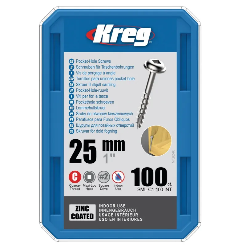 Angebot KREG Pocket-Hole Zylinderkopfschraube 25 mm 100 Stk ( SML-C1-100 ) Vierkantantrieb Teilgewinde Grobgewinde selbstschneidend verzinkt