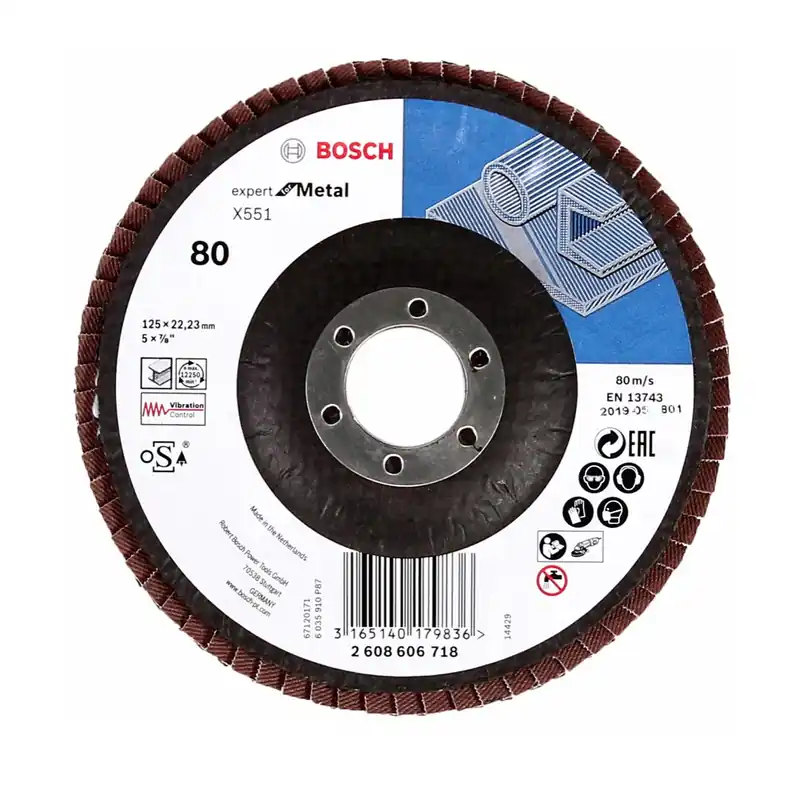 Neue Kollektion Bosch Fächerschleifscheiben X551 Expert for Metal 125mm, K80, 10 Stück ( 10x 2608606718 )