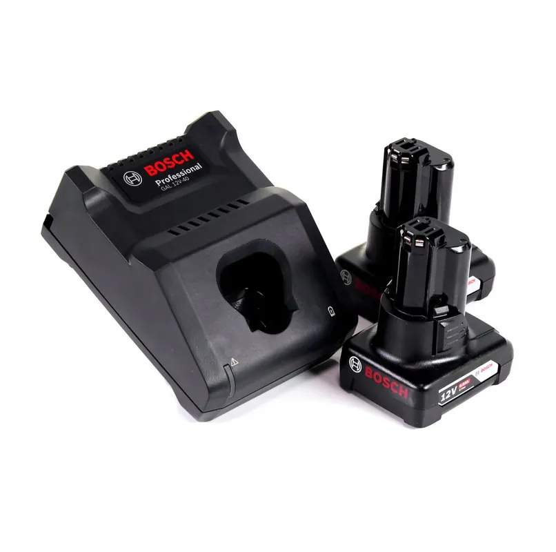 Bosch GAL 12V-40 Professional Schnell Ladegerät für 12V Akkus ( 1600A019R3 ) + 2x 6,0 Ah Akku ( 1600A00X7H ) Ausverkauf