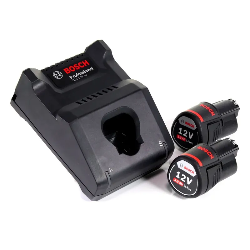 Bosch GAL 12V-40 Professional Schnell Ladegerät für 12V Akkus ( 1600A019R3 ) + 2x 3,0 Ah Akku ( 1600A00X79 ) Highlight