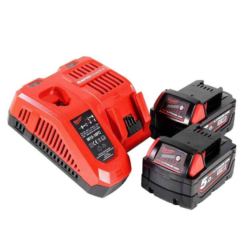 Neue Ware Milwaukee M18 NRG-502 Akku Starter Set 18 V 2x M18 B5 Akku 5,0 Ah + M12-18 FC Ladegerät ( 4933459217 )