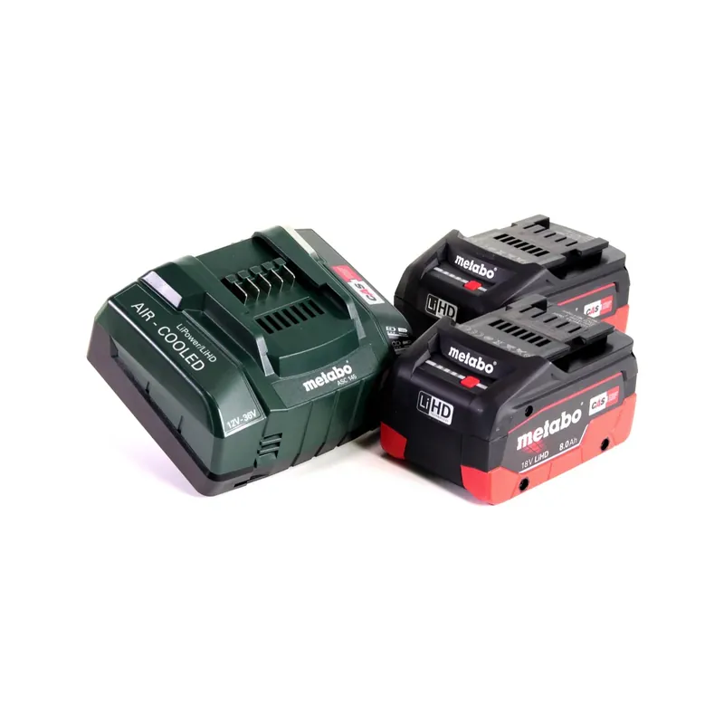 Wochenendangebot Metabo Akku Basis Set 18V mit 2x Akku LiHD 8,0Ah ( 625369000 ) + Ladegerät ASC 145 ( 627378000 )