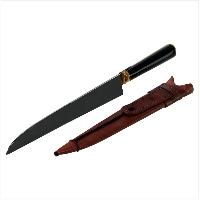 Serra Grande "Sushi & Sashimi" brasilianisches Küchenmesser Kochmesser handgeschmiedet 25,4 cm Klinge mit rundem Griff + echt Leder Messerscheide Garantierte Lieferung
