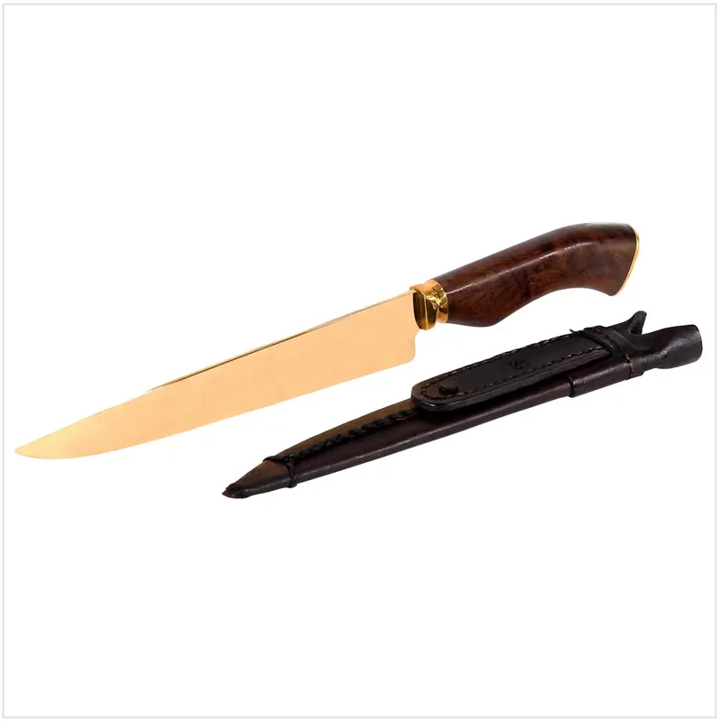 Serra Grande "Dourada Laminada" traditionelles brasilianisches Küchenmesser Kochmesser handgeschmiedet in Gold 20,3 cm Klinge + echt Leder Messerscheide Jetzt Kaufen