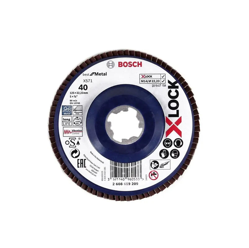 Online Kaufen Bosch Fächerschleifscheibe X571 X-LOCK Best for Metal 125x22,23mm K40 ( 2608619209 ) gerade Ausführung