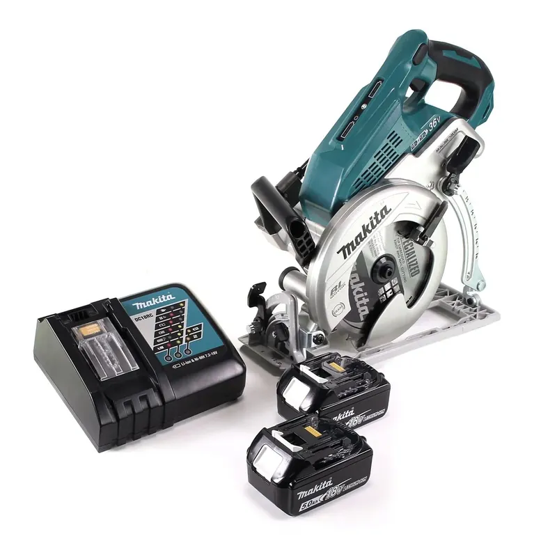 Makita DRS 780 RT Akku Handkreissäge 36V ( 2x18V ) 185 mm Brushless + 2x Akku 5,0Ah + Ladegerät Neu