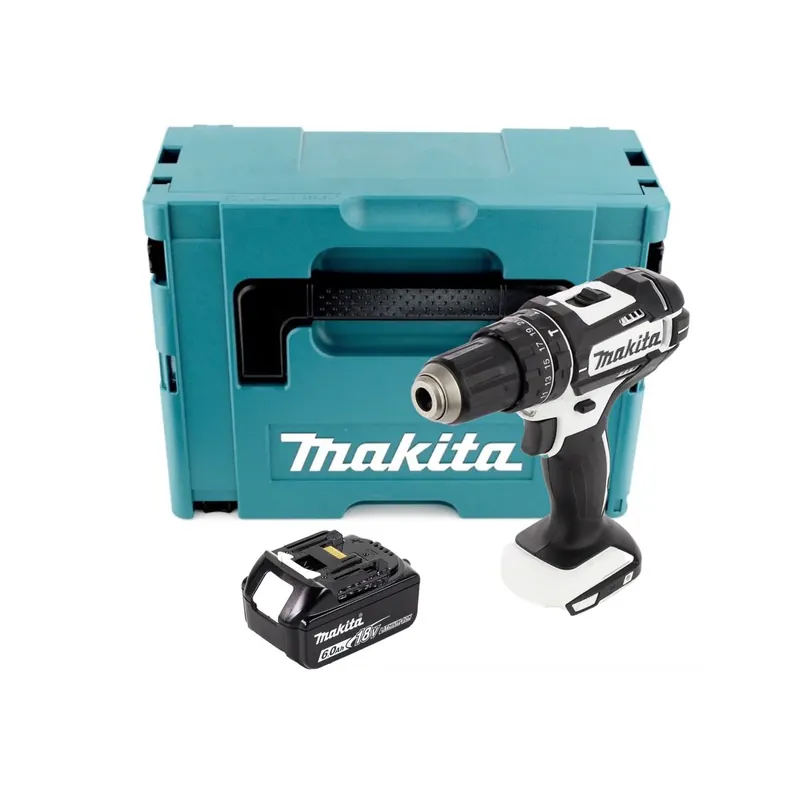 Makita DHP 482 G1J W Akku Schlagbohrschrauber 18 V 62 Nm Weiß + 1x Akku 6,0 Ah + Makpac - ohne Ladegerät Nur Für Kurze Zeit