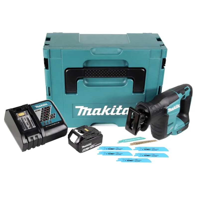 Makita DJR 188 RM1J Akku Reciprosäge 18 V Brushless + 1x Akku 4,0 Ah + Ladegerät + 5x Sägeblatt Metal Wood + Makpac Schneller Versand
