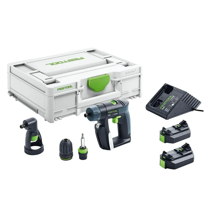 Festool CXS Li 2,6 Plus Akku Bohrschrauber 10,8 V 16 Nm ( 576093 ) + 2x Akku 2,6 Ah + Ladegerät + Winkelvorsatz + Systainer - Nachfolger von 564532 Neuheit