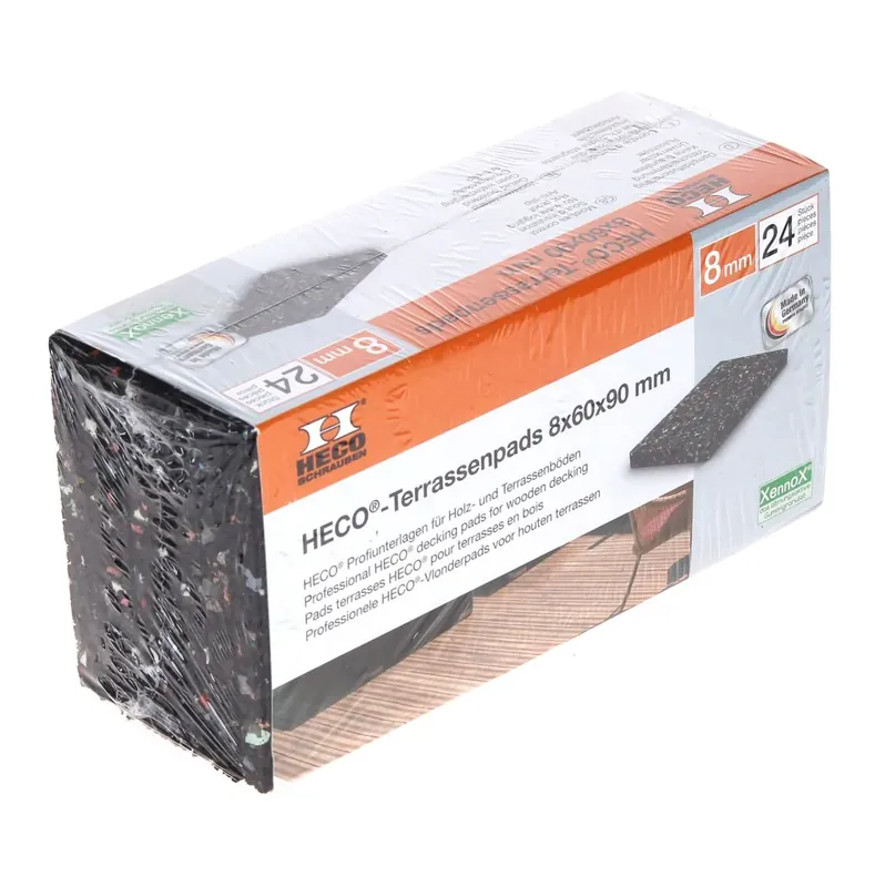 HECO Terrassen Pads Gummi Rutschfest 8 mm 24 Stk. ( 49771 ) Markenware