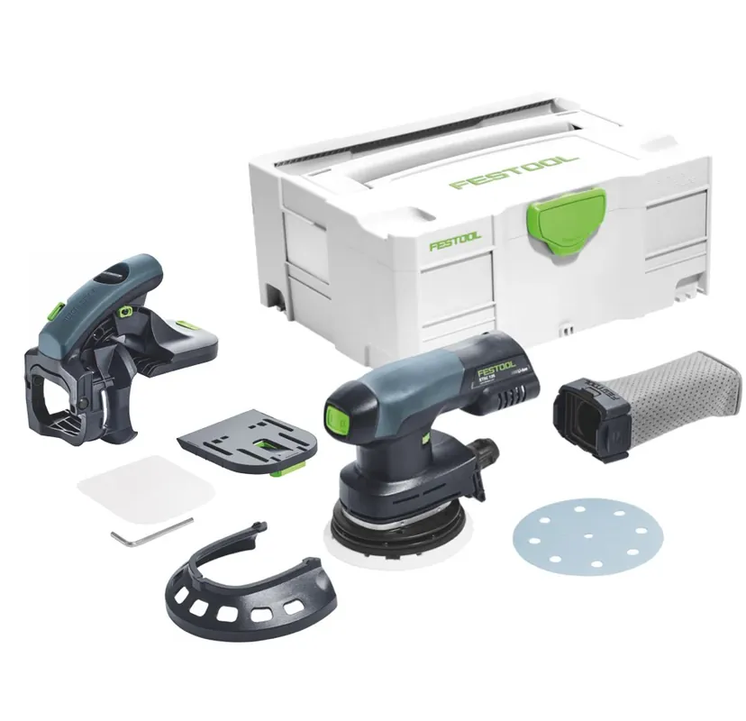 Festool ETSC 125 Li-Basic Akku Exzenterschleifer 18 V 125 mm Brushless + AH-ES-ETS/ETSC Ansetzhilfe 43 - 92° Winkel + Systainer - ohne Akku, ohne Ladegerät Letzte Chance