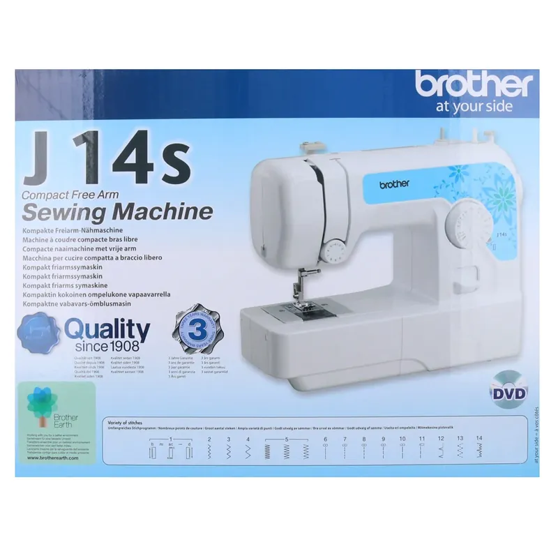 Schneller Versand Brother Nähmaschine J14S inkl. Fußpedal + Verarbeitungsset LED Beleuchtung 50 W