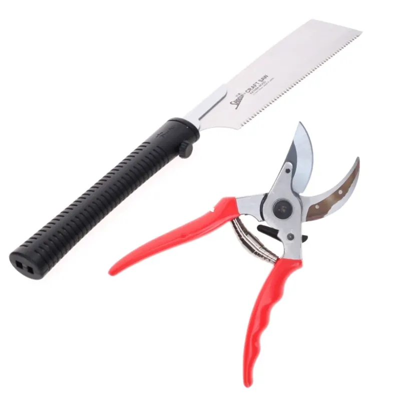 Shogun Gartenschere / Astschere / Rosenschere ( 355 ) + Shogun KATABA Japansäge Universal Holz Zugsäge ( M-190W ) - Made in Japan Mega-Angebot