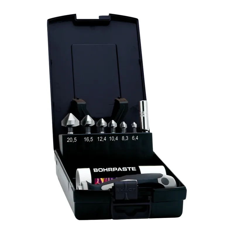 Exact Kegelsenker Bit Set 6,4 - 20,5 mm + Handgriff und Bohrpaste ( 05649 ) HSS 90° DIN 335C Wochenendangebot