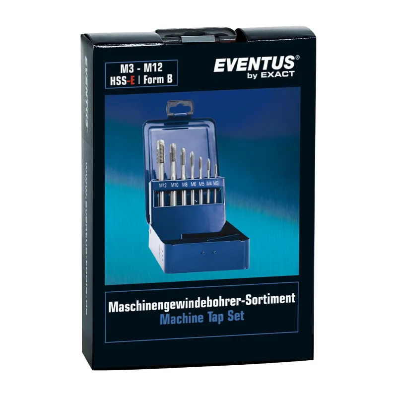 Preisreduziert Exact HM26 Maschinengewindebohrer Sortiment 7 tlg. M3 - M12 ( 10336 ) HSS-E Form B metrisch