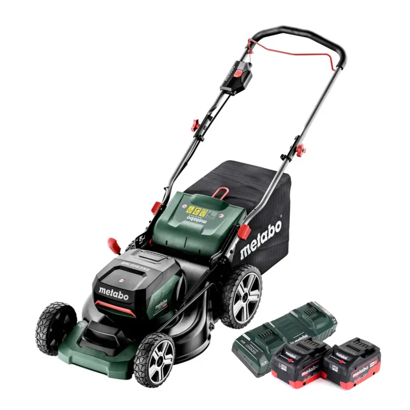 Sonderaktion Metabo RM 36-18 LTX BL 46 Akku Rasenmäher 36 V ( 2x 18 V ) 46 cm Brushless + 2x Akku 5,5 Ah + Doppelladegerät