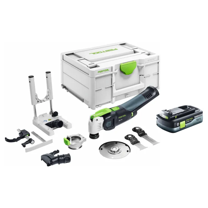Super-Preis Festool VECTURO OSC 18 E-Basic Set Akku Oszillierer 18 V Starlock Max Brushless + 1x Akku 4,0 Ah + 7 tlg. Zubehör Set + Systainer - ohne Ladegerät