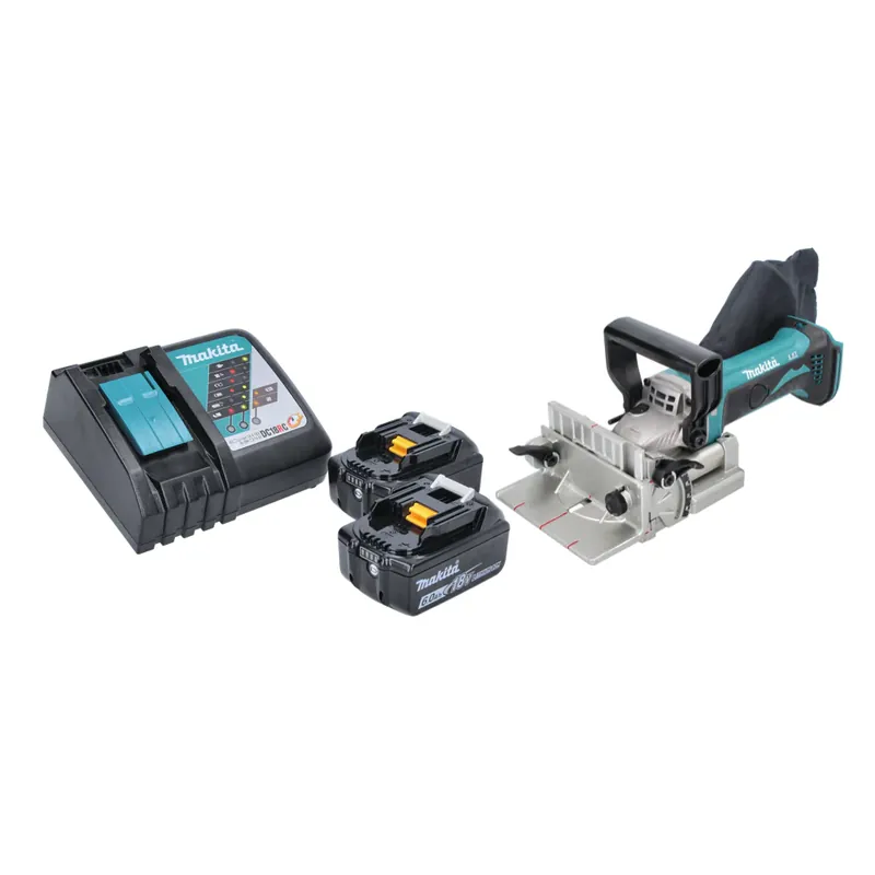 Makita DPJ 180 RG Akku Nutfräse 18 V 100 mm + 2x Akku 6,0 Ah + Ladegerät Top-Angebot