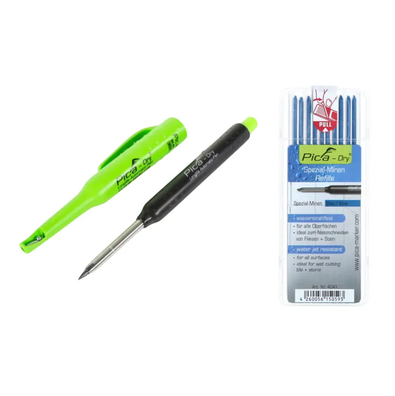 Pica DRY Longlife Automatic Pen Tieflochmarker ( 3030 ) + 10 tlg. Spezial Minen Set Wasserstrahlfest Blau ( 4041 ) Saisonangebot