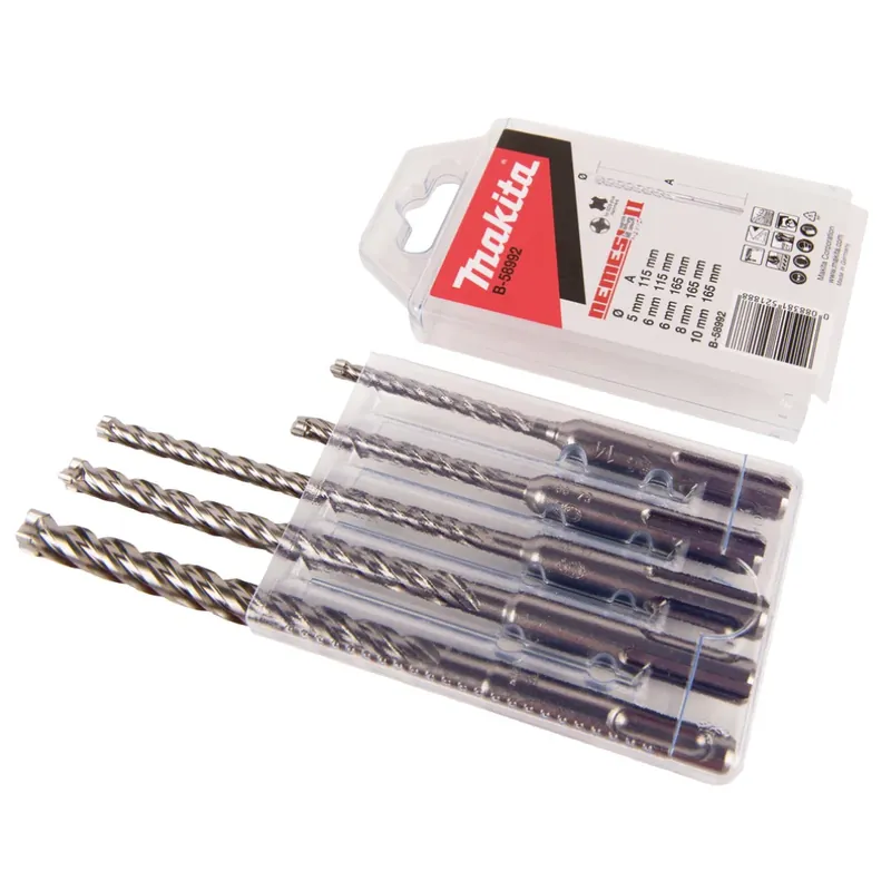 Echt Makita Nemesis II Bohrer Set 5 tlg. Hammerbohrer Stahl Beton SDS Plus ( B-58992 ) Ø 5 / 6 / 8 / 10 HM CT Stahl