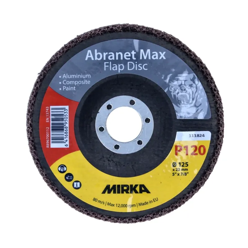 Mirka Abranet Max Flap disc T29 Set 125 mm 22 mm ALOX 120 20 Stück ( 20x 8896700112 ) Fächerscheibe für Aluminium, Verbundstoffe, Lack Neuheit
