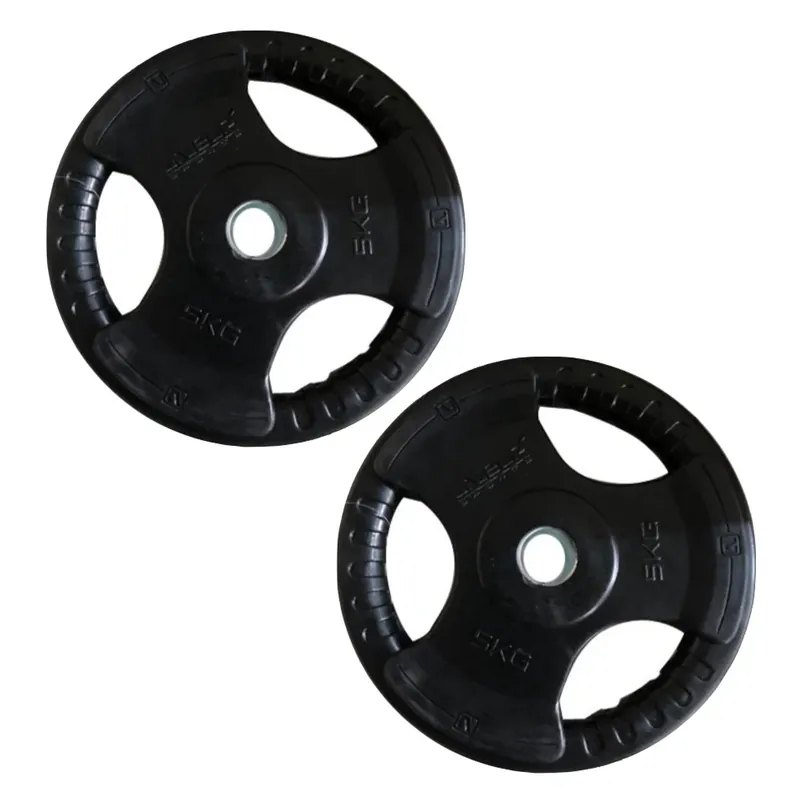 Hantelscheiben Set 2x Hantelgewichte Scheibengewichte aus Stahl 5 kg 2 Stk. 30 mm Lochdurchmesser gummiert Neu