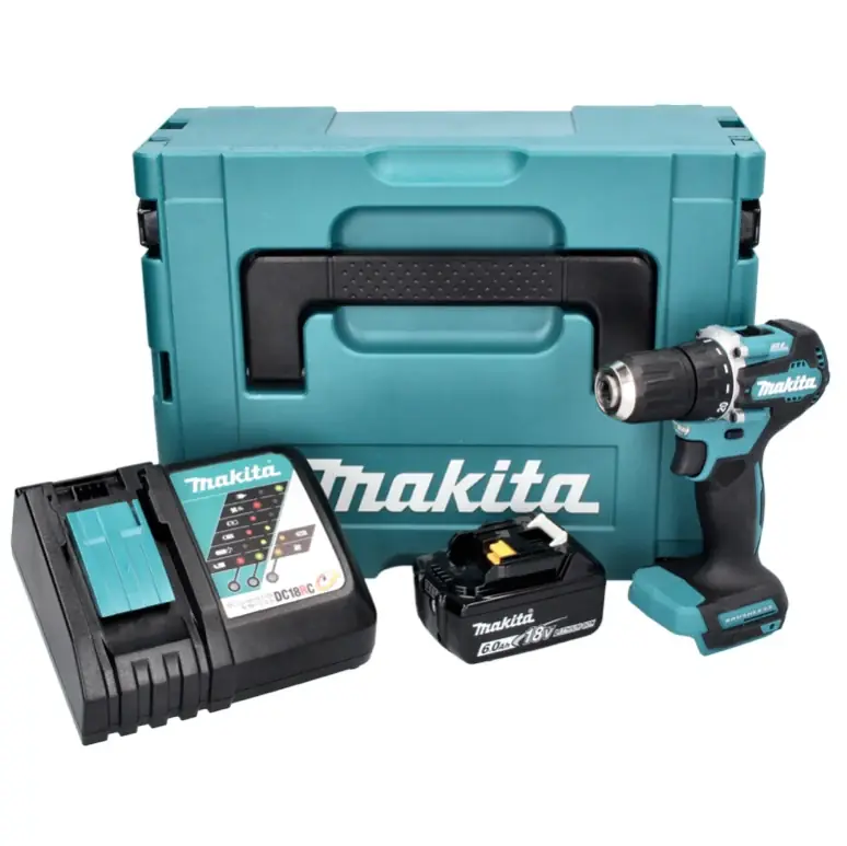 Wochenendangebot Makita DDF 487 RG1J Akku Bohrschrauber 18 V 40 Nm Brushless + 1x Akku 6,0 Ah + Ladegerät + Makpac