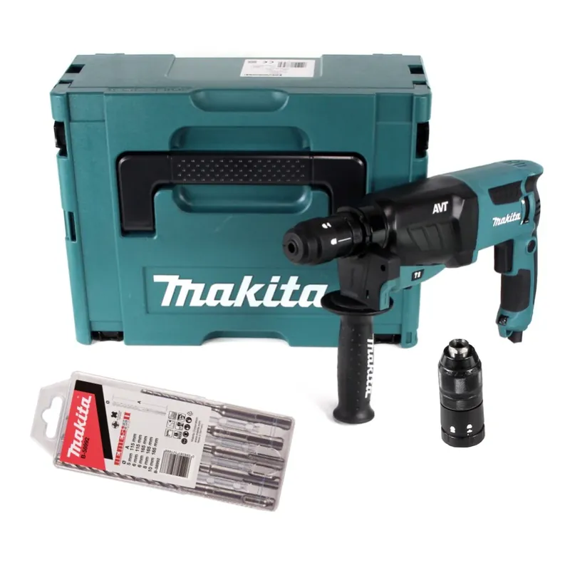 Nur Für Kurze Zeit Makita HR 2631 FTJ Kombihammer 800 W 2,4 J SDS Plus + Schnellspannfutter + 5 tlg. Bohrer Set + Makpac
