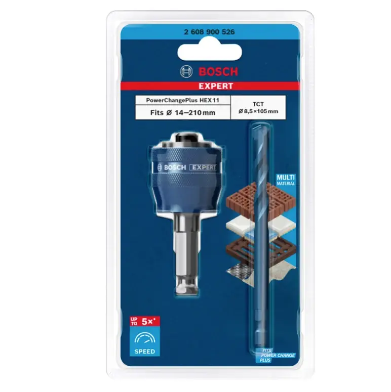 Bosch EXPERT Power Change Plus Hex 11 Adapter 8,5 x 105 mm TCT Bohrer ( 2608900526 ) Multimaterial Carbide - Nachfolger von 2608522412 Letzte Chance