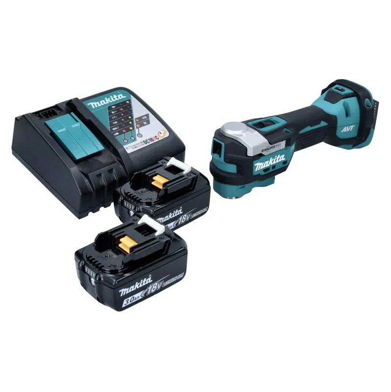 Makita DTM 52 RF Akku Multifunktionswerkzeug 18 V Starlock Max Brushless + 2x Akku 3,0 Ah + Ladegerät Zertifiziert