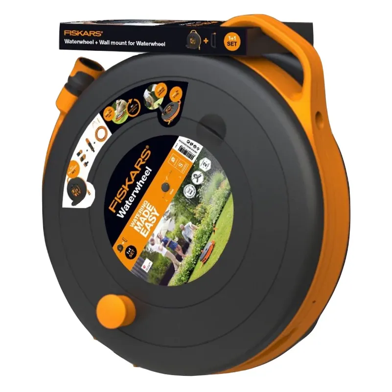 Abverkauf Fiskars Waterwheel PlusS Schlauchtrommel / Gartenschlauchbehälter / Schlauch 15 m 3/8" ( 1020436 )