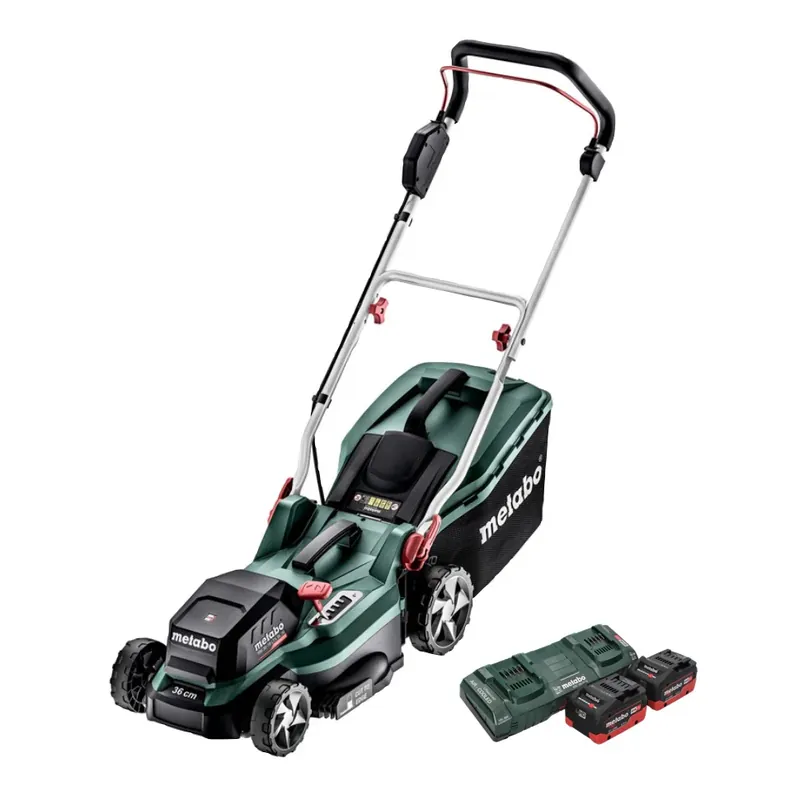 Metabo RM 36-18 LTX BL 36 Akku Rasenmäher 36 V ( 2x 18 V ) LTX Brushless + 2x Akku 5,5 Ah + Doppelladegerät Saisonangebot