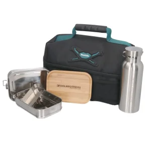 Toolbrothers Lunchpaket mit Makita Isoliertasche + Toolbrothers Fan Edelstahl Brotdose mit 2 Etagen und Bambus Decke 1340 ml + Edelstahl Trinkflasche 500 ml Preis Gesenkt