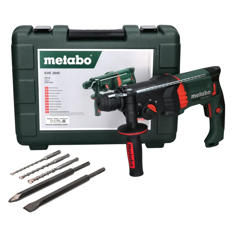 Metabo KHE 2645 Kombihammer 850 W 2,9 J SDS plus + 5 tlg. Bohrer Meißel Set + Koffer Billig