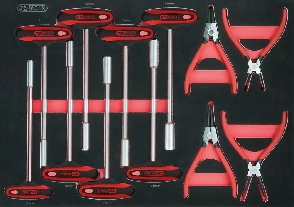 Highlight KS TOOLS Sicherungszangen und T-Griff-Satz, 12-tlg, 1/1 Systemeinlage ( 711.0012 )