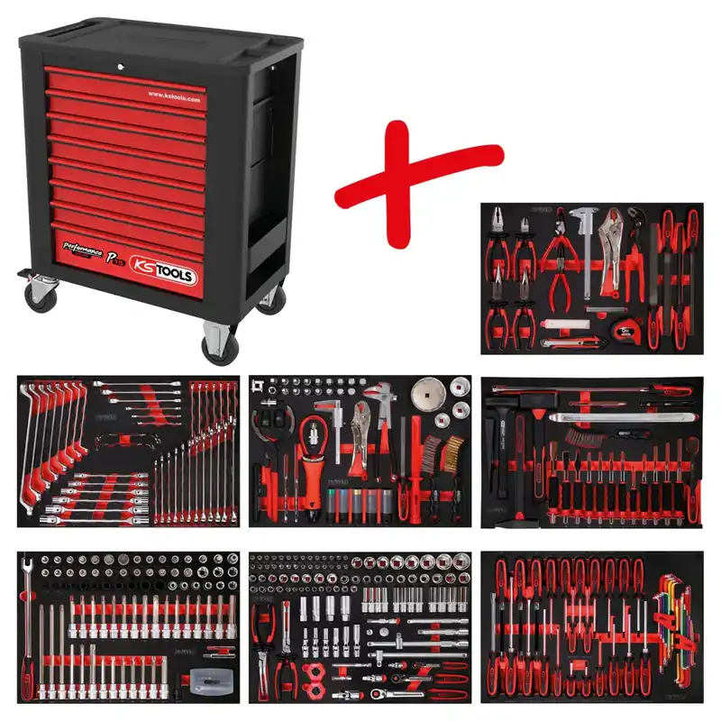 Garantierte Lieferung KS TOOLS Performanceplus Werkstattwagen-Satz P15 mit 397 Werkzeugen für 7 Schubladen ( 815.7397 )