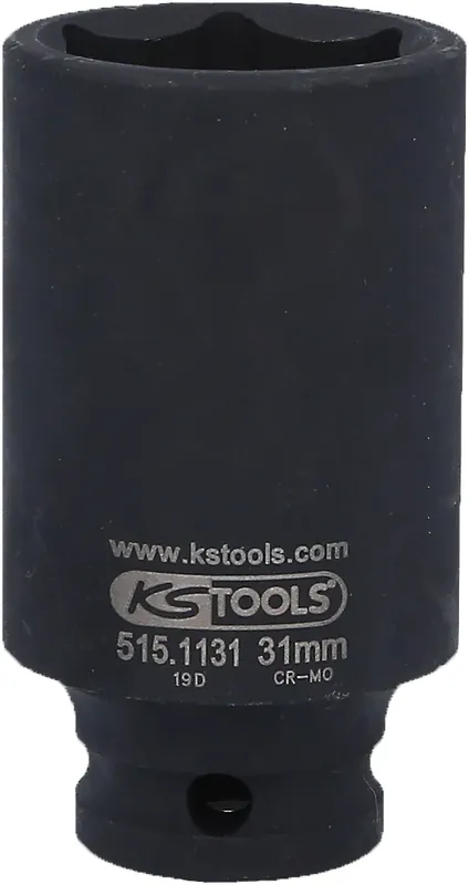 Markenprodukt KS TOOLS 1/2" Sechskant-Kraft-Stecknuss, lang, 31mm ( 515.1131 )