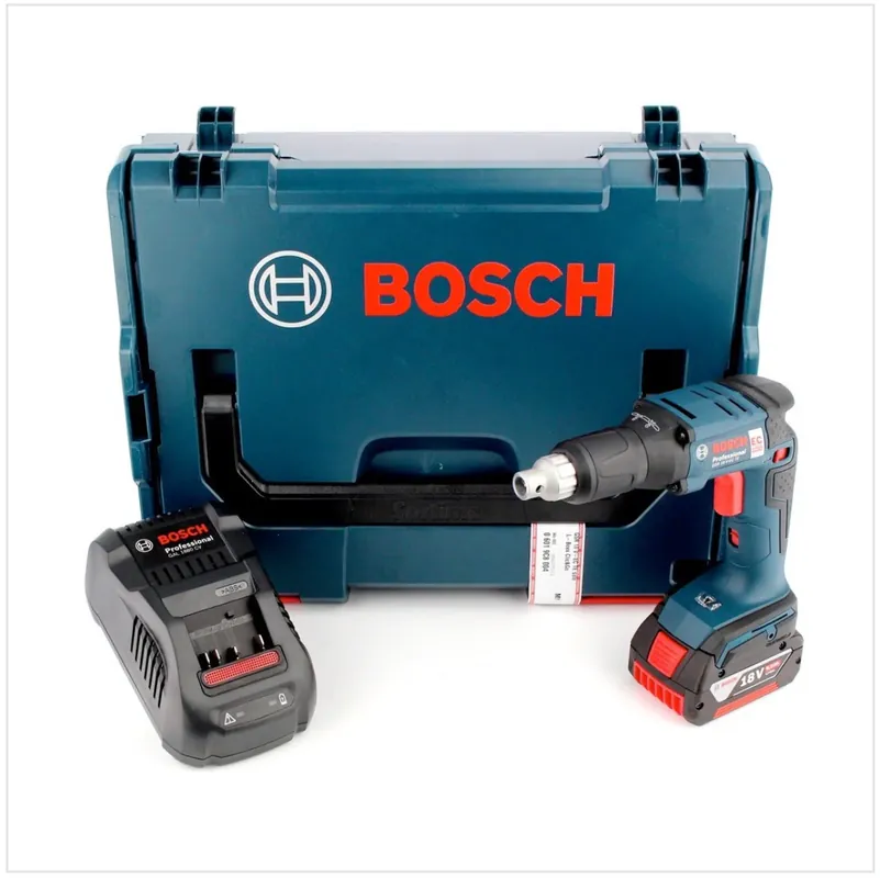 Ausverkauf Bosch GSR 18 V-EC TE Akku Trockenbauschrauber 18V 25Nm Brushless + 1x Akku 6,0Ah + Ladegerät + Magazinvorsatz MA 55 + L-Boxx