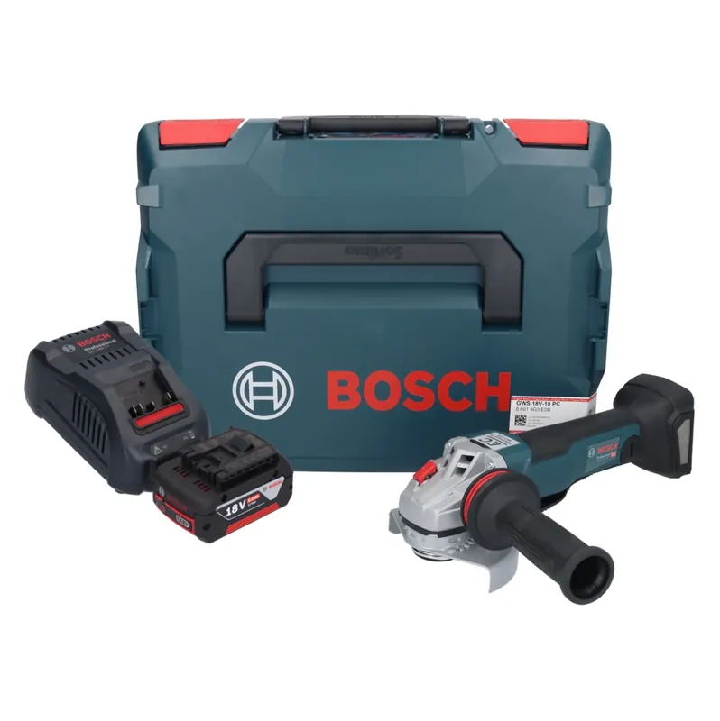 Bosch GWS 18V-10 PC Professional Akku Winkelschleifer 18 V 125 mm Brushless + 1x Akku 5,0 Ah + Ladegerät + L-Boxx Zertifiziert
